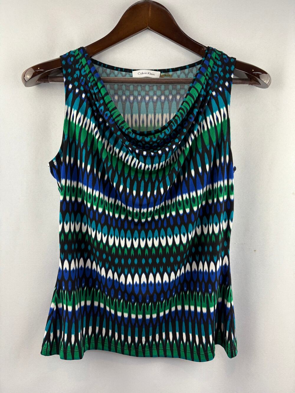 Women’s Calvin Klein Medium Multicolored Patterned Sleeveless Blouse